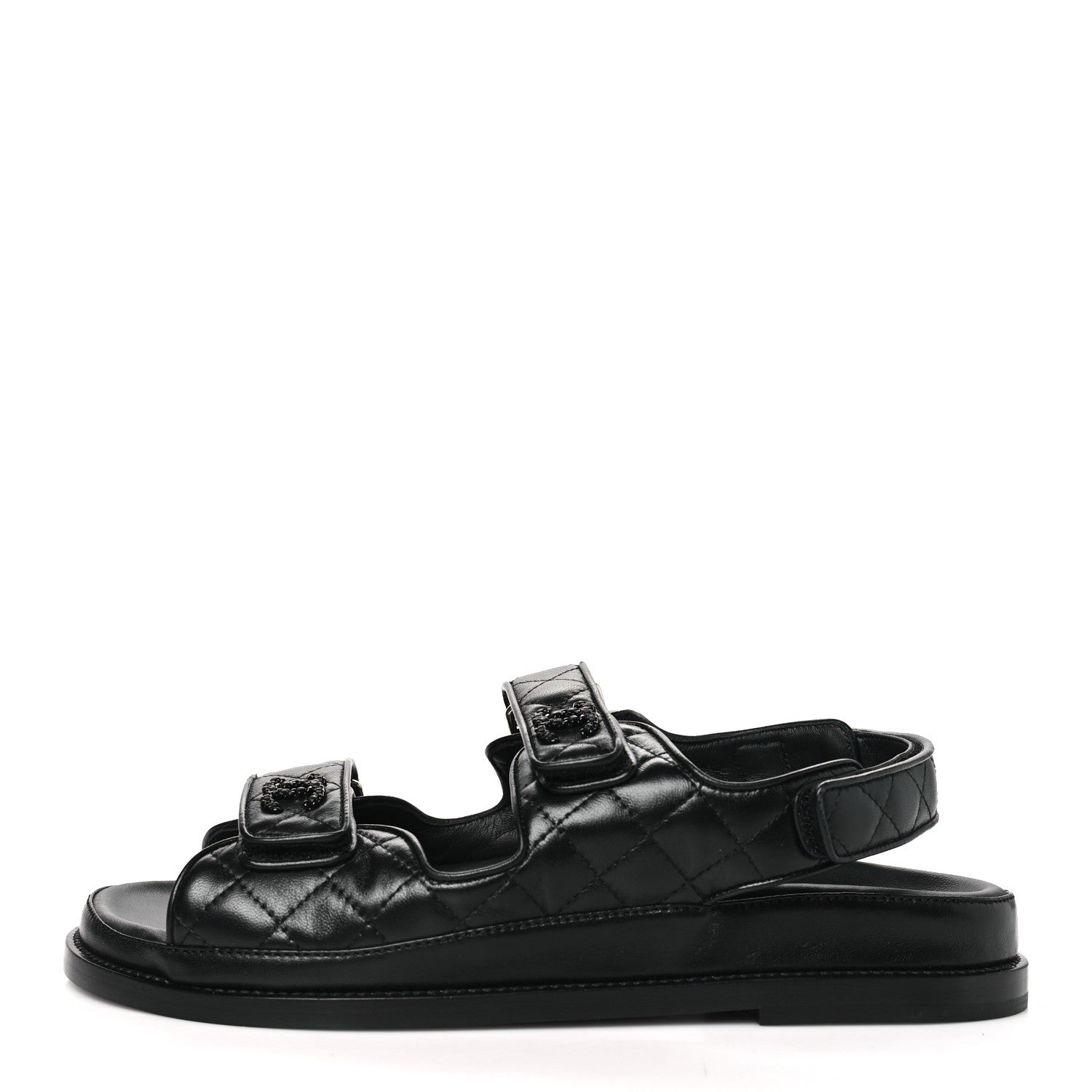 Lambskin Velcro Dad Sandals 40 Black