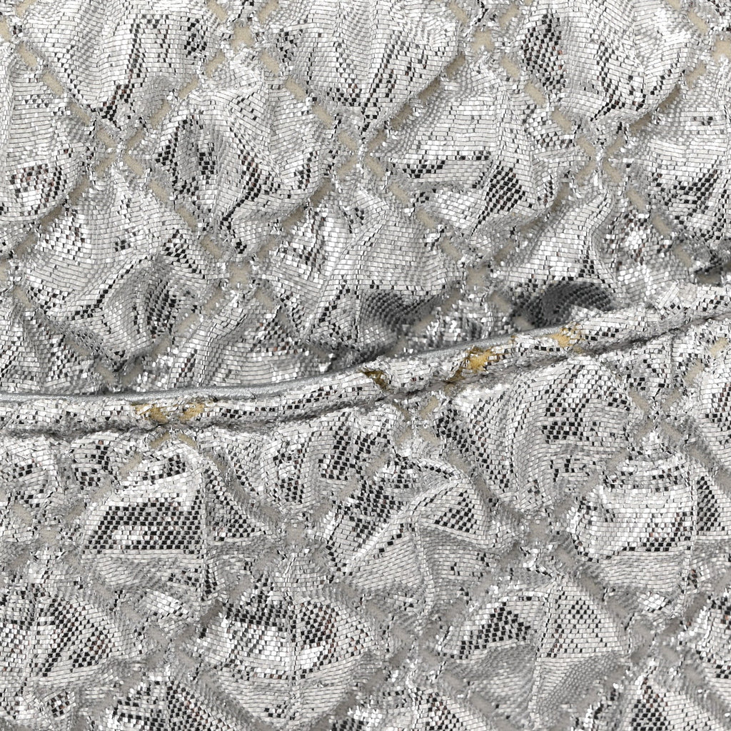 Metallic Lame Quilted Small Double Flap Silver