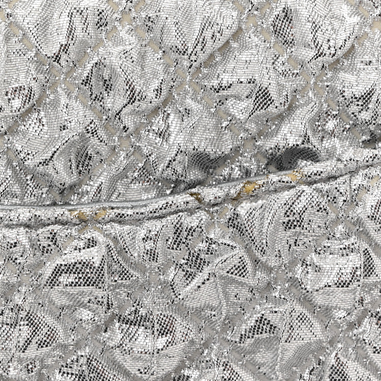 Metallic Lame Quilted Small Double Flap Silver