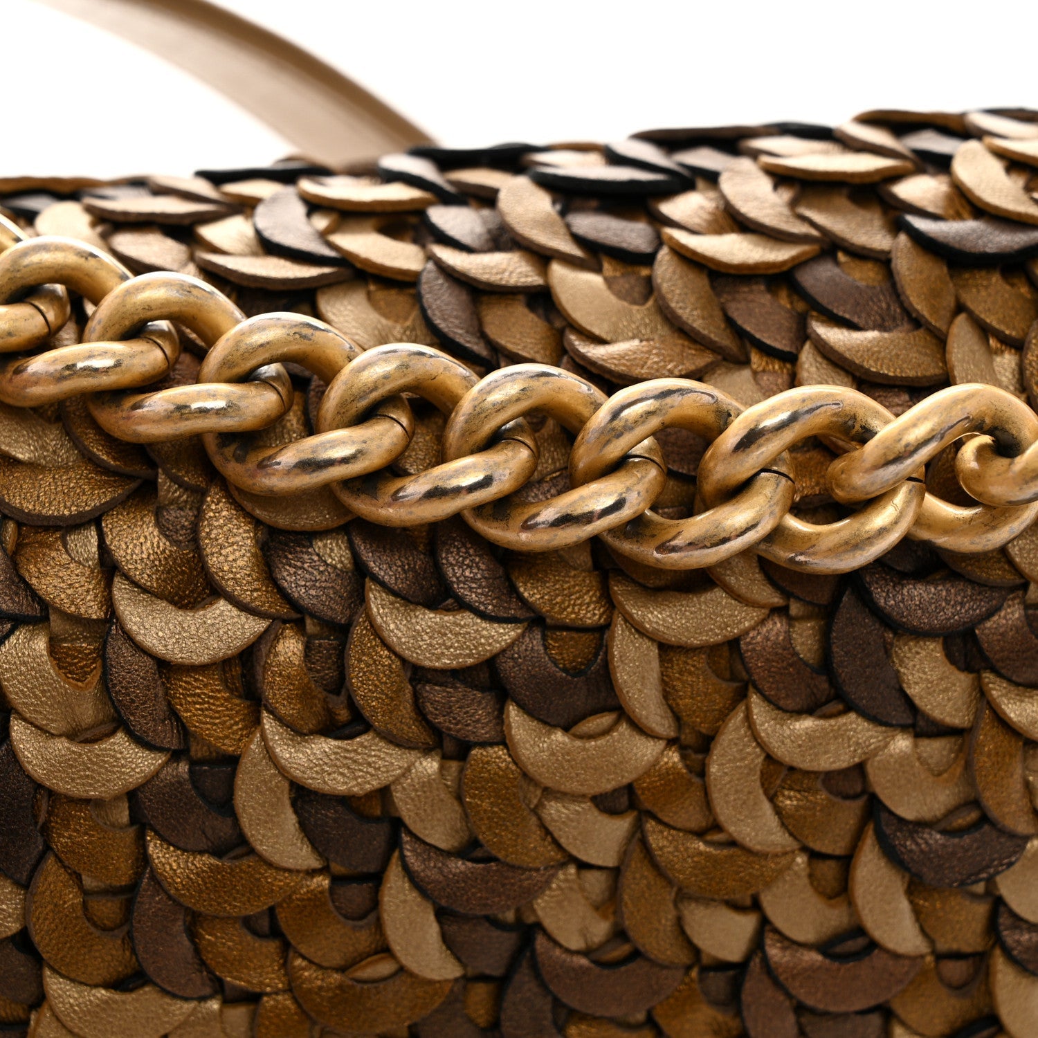 Metallic Lambskin Medium Scaled Boy Flap Gold