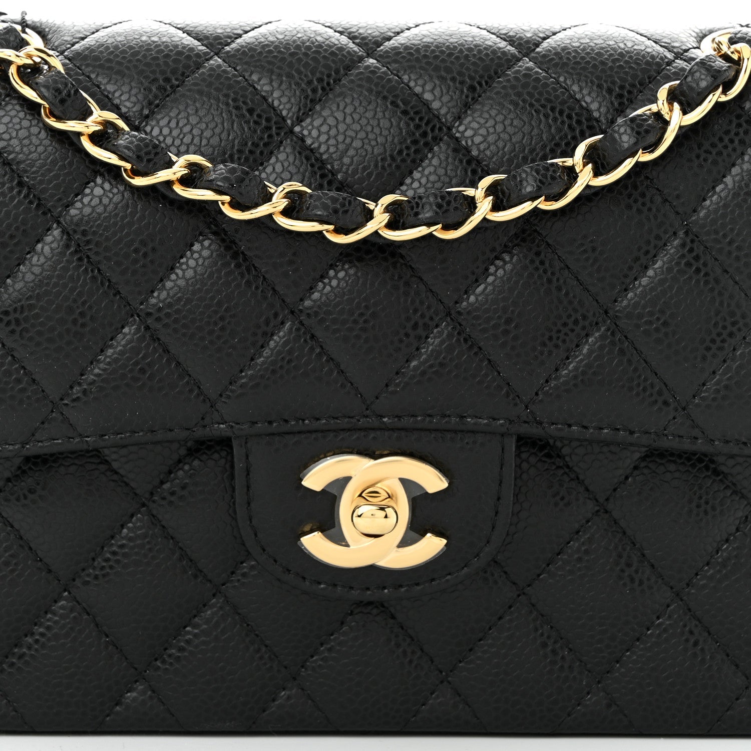 Caviar Quilted Small Double Flap Black