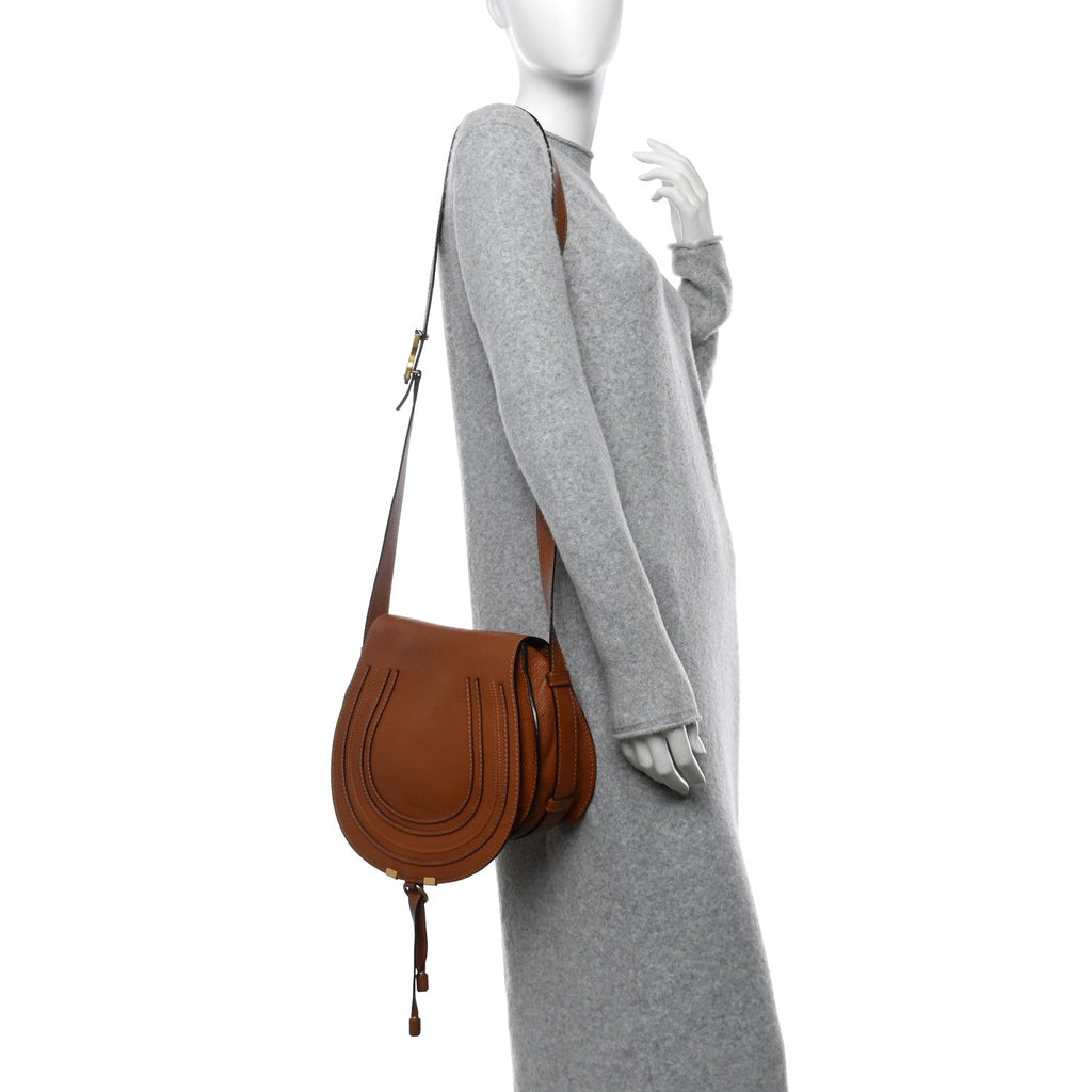 Calfskin Medium Marcie Round Crossbody Bag Tan