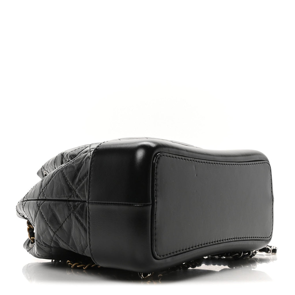 Aged Calfskin Quilted Small Gabrielle Backpack Black