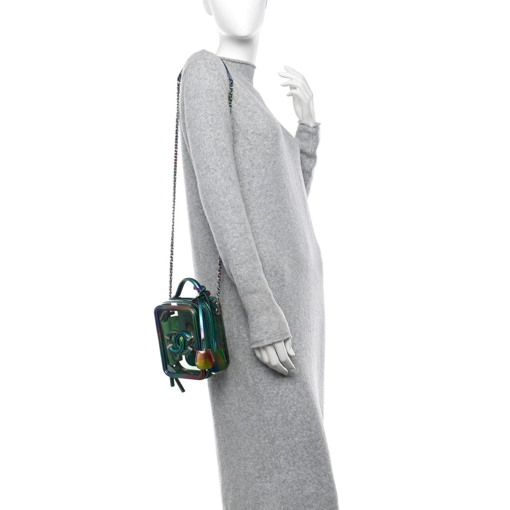PVC Patent Calfskin Patent Lambskin Vertical Vanity Case Green