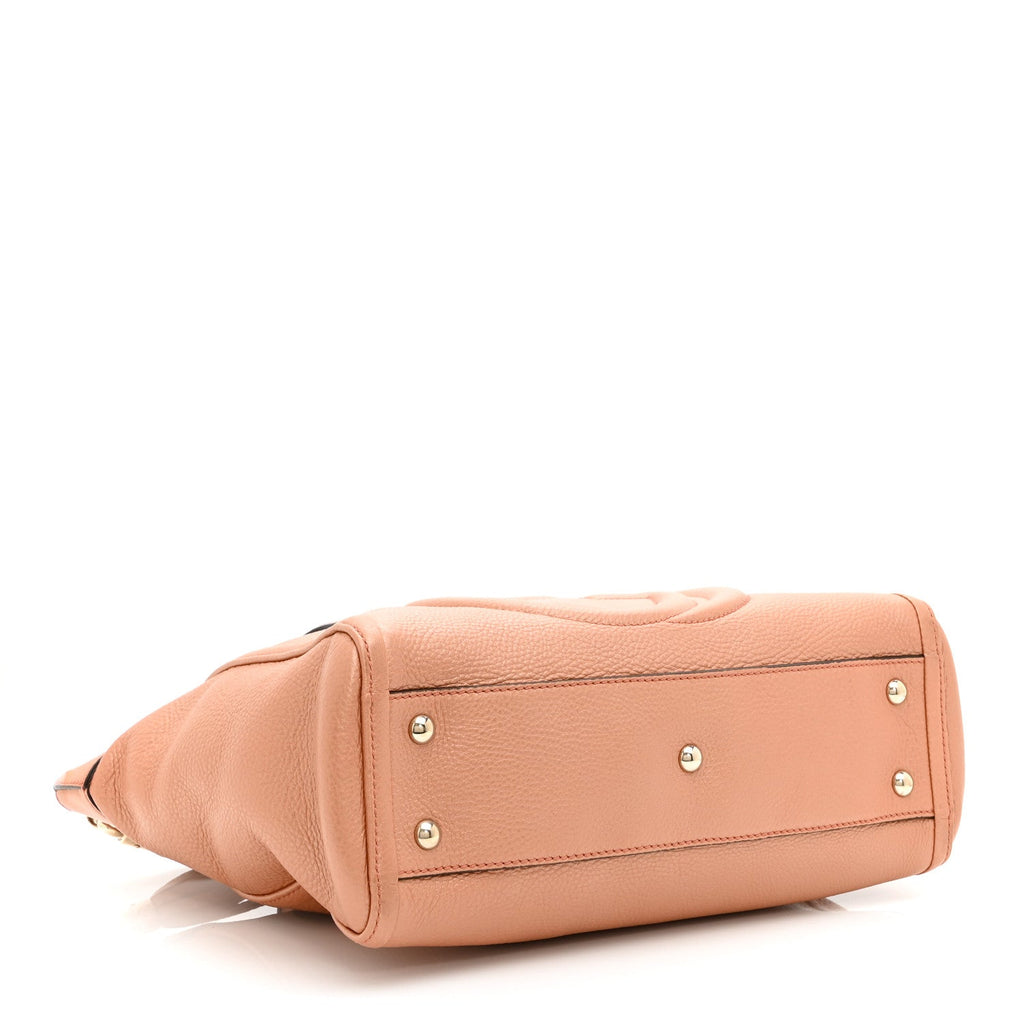 Metallic Pebbled Calfskin Small Soho Top Handle Bag Blush