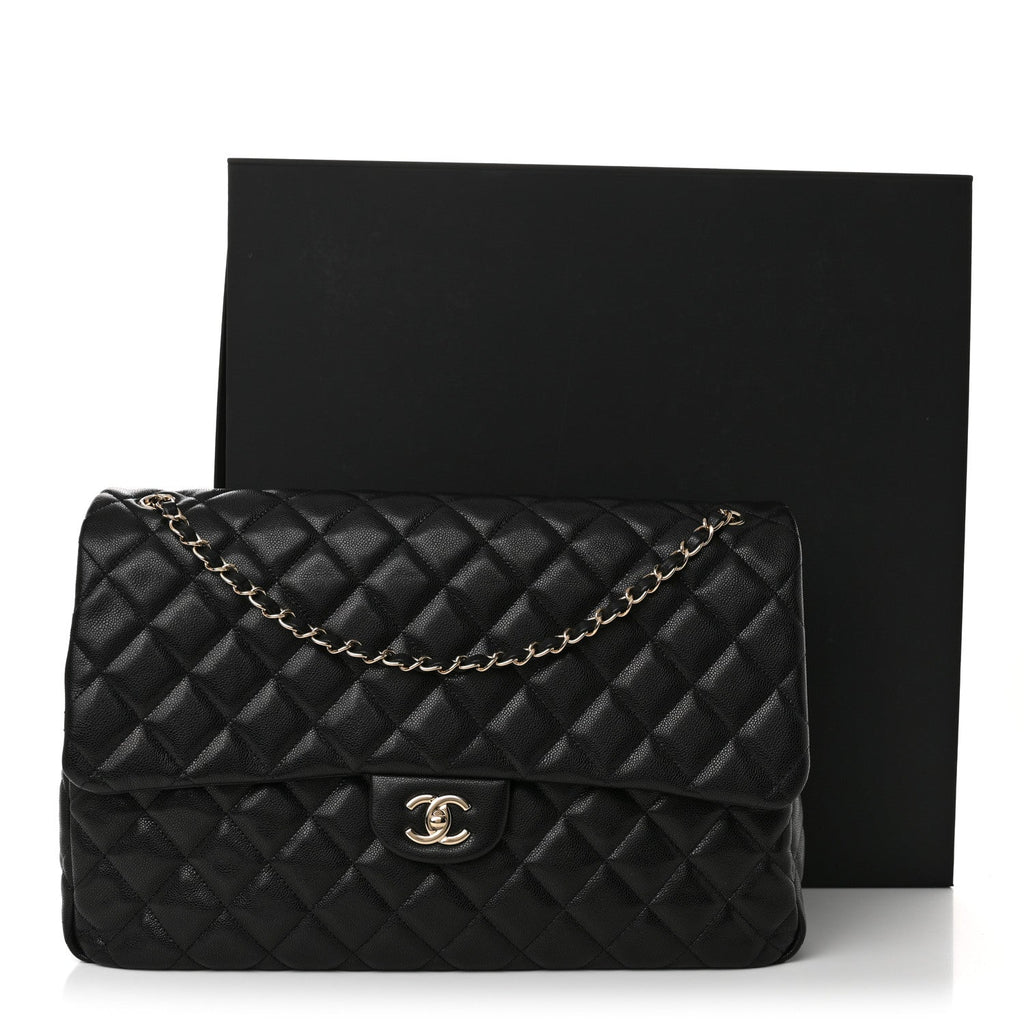 Caviar Quilted XXL Travel Flap Bag Black