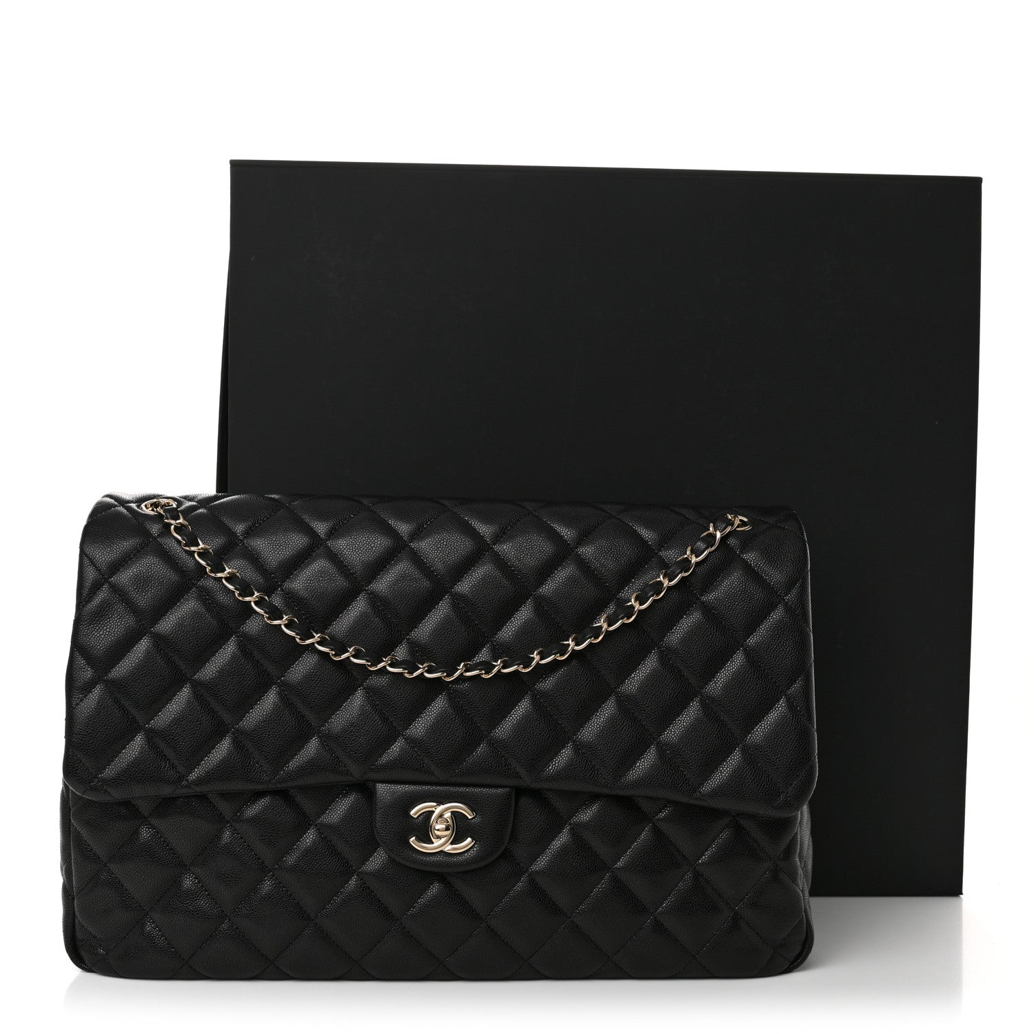 Caviar Quilted XXL Travel Flap Bag Black