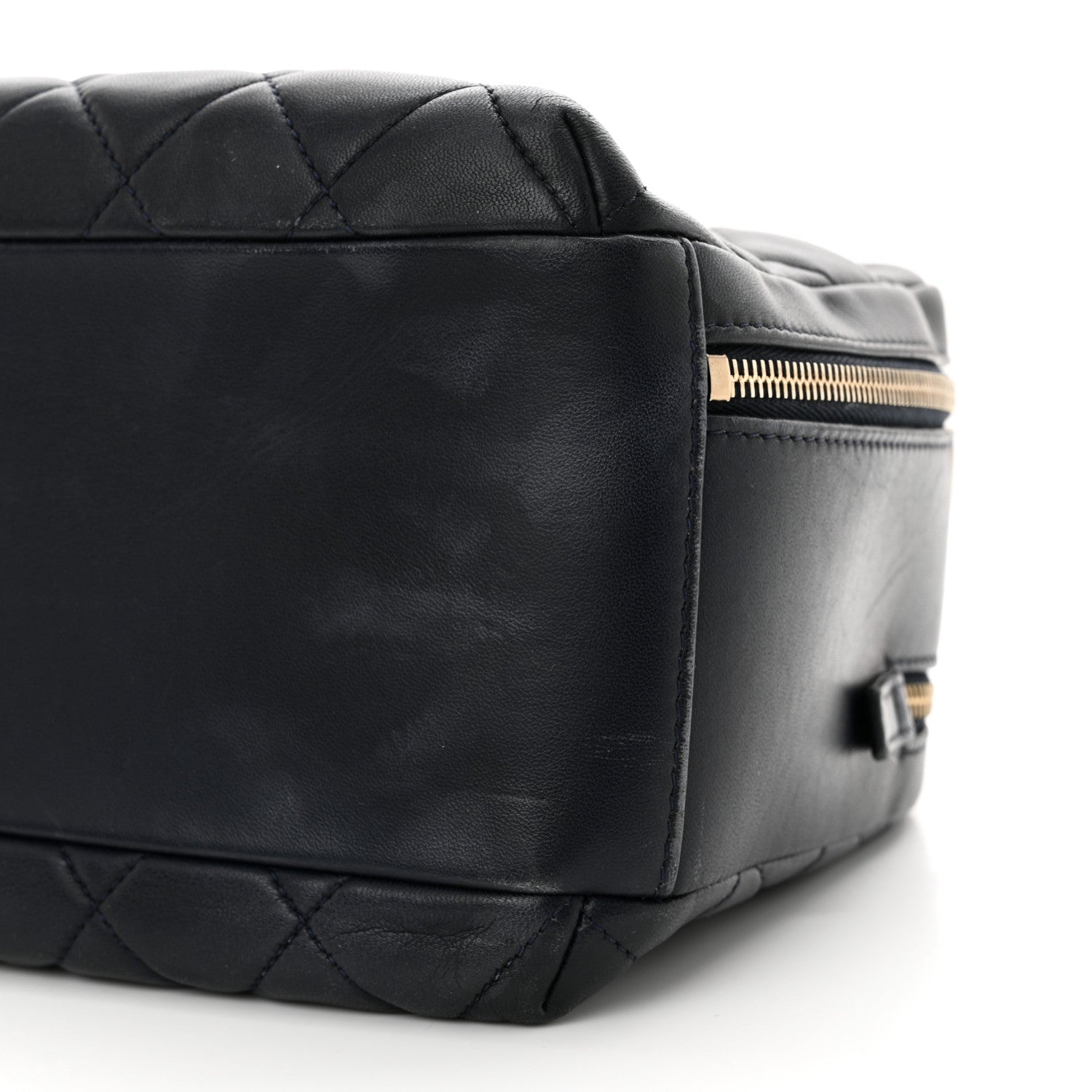 Lambskin Quilted Medium Trendy CC Bowling Bag Navy