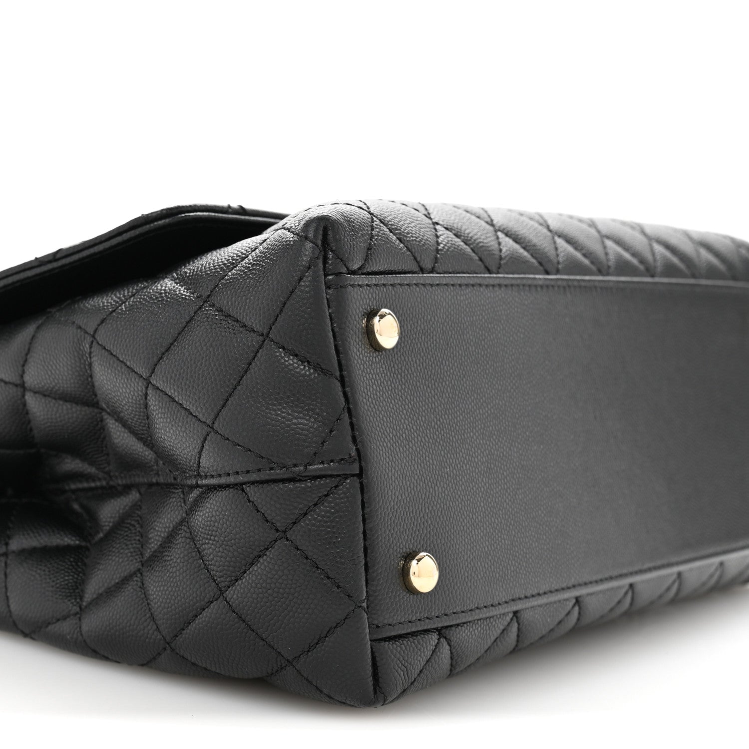 Caviar Quilted Small Coco Handle Flap Black