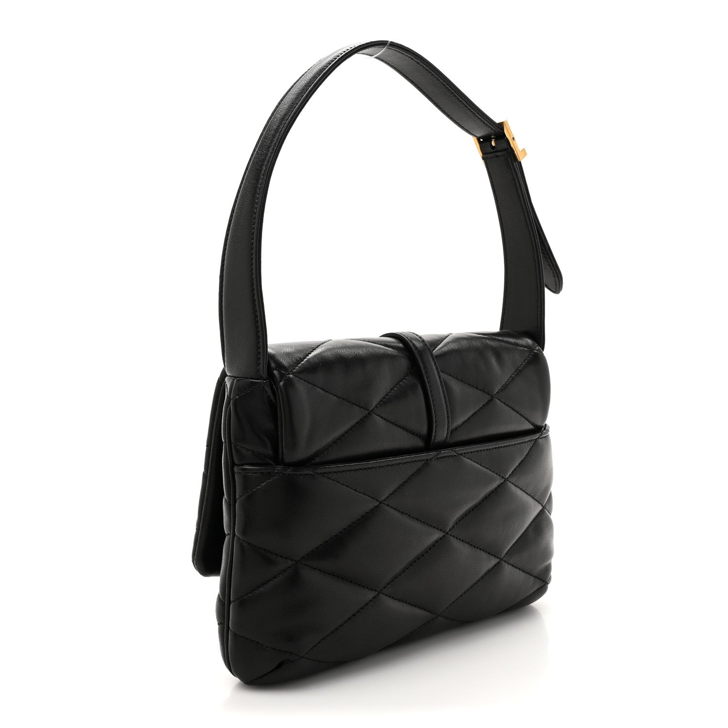 Lambskin Quilted Le 57 Diamond Shoulder Bag Black
