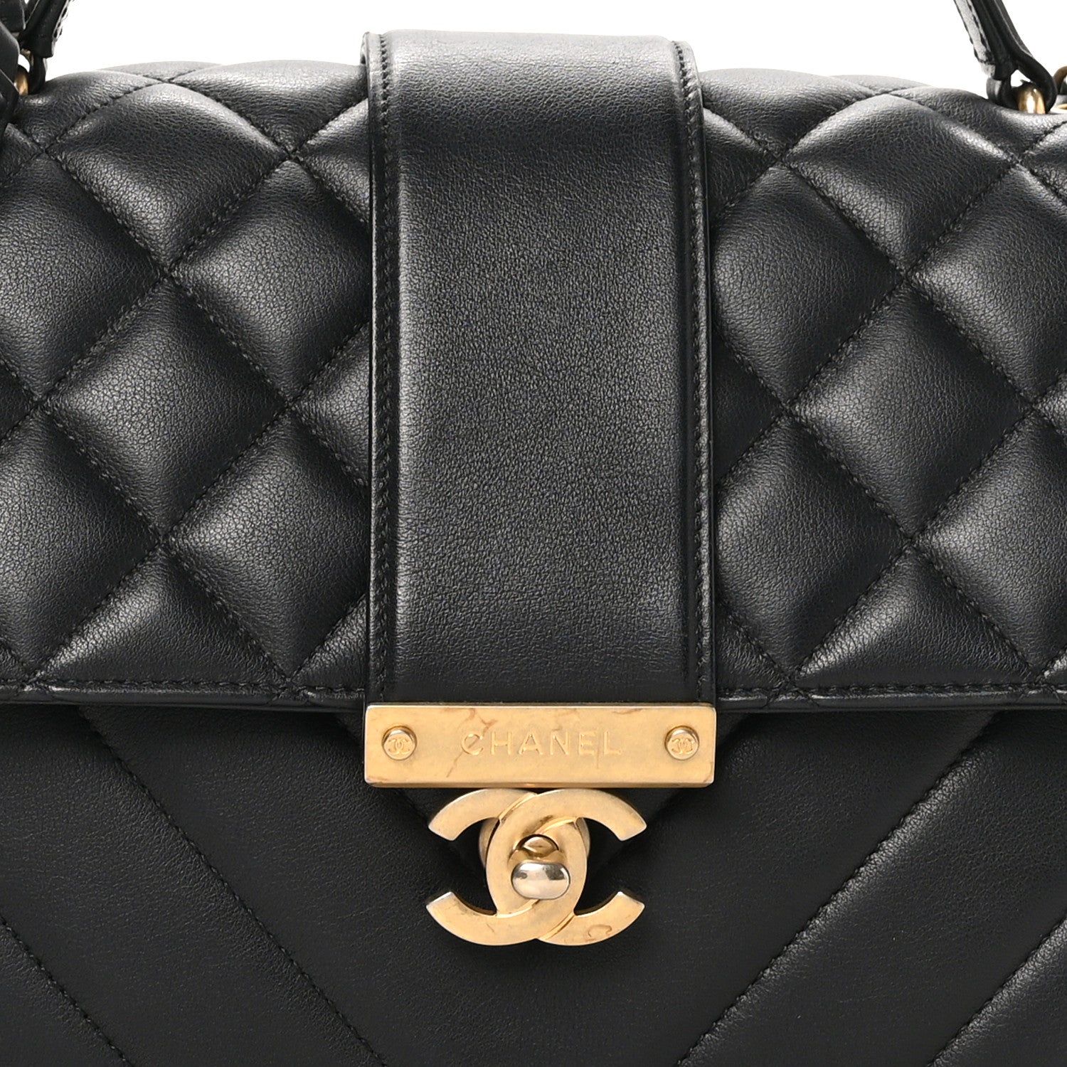 Calfskin Quilted Chevron In The City Bag Black