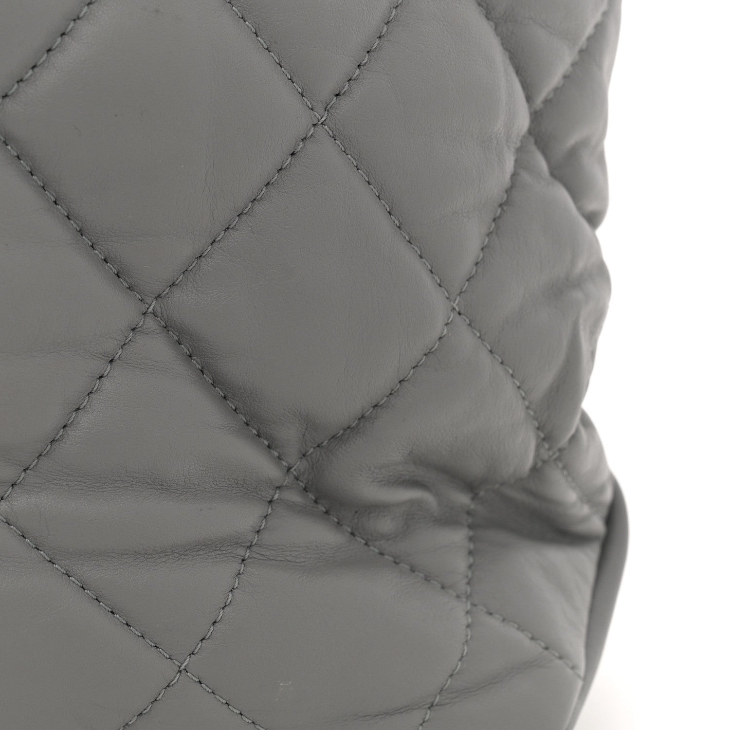 Calfskin Quilted Large Soft Elegance Tote Grey
