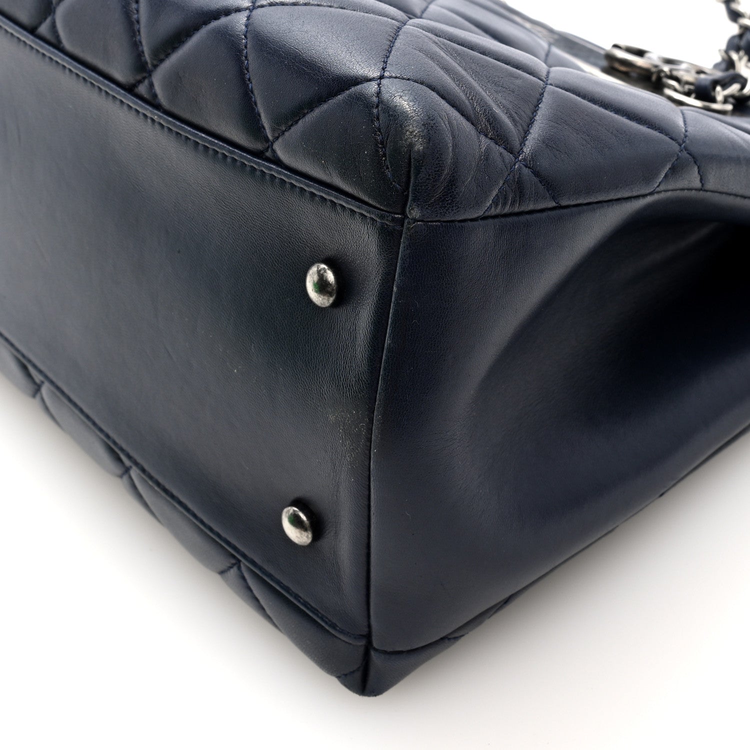 Lambskin Quilted Trendy CC Tote Navy