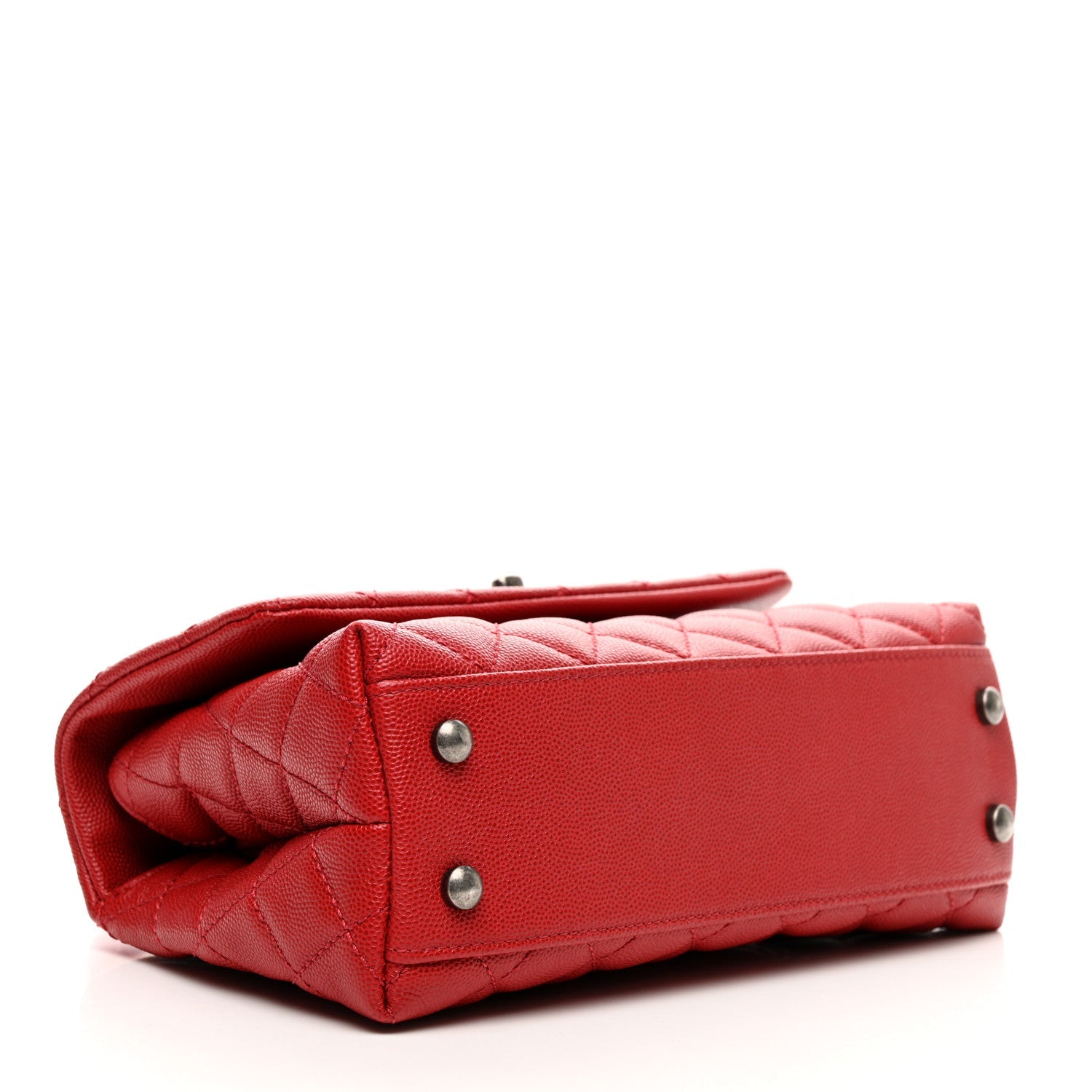 Caviar Quilted Mini Coco Handle Flap Red