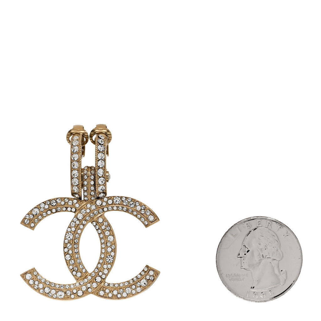 Crystal CC Single Clip On Earring Gold