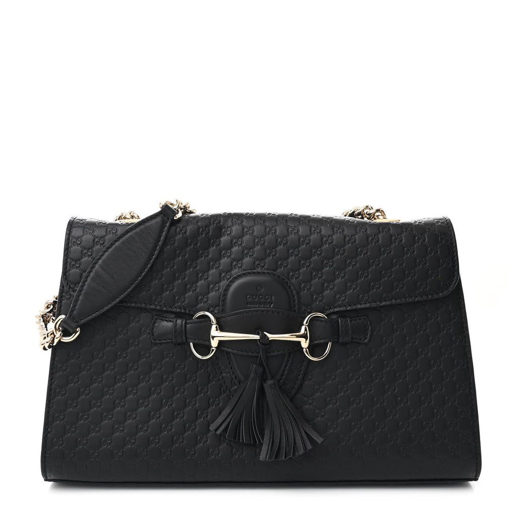 Microguccissima Medium Emily Chain Shoulder Bag Black
