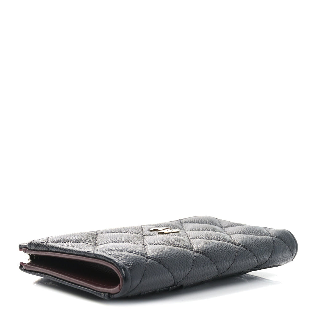 Caviar Quilted CC Zip Around  Holder Black