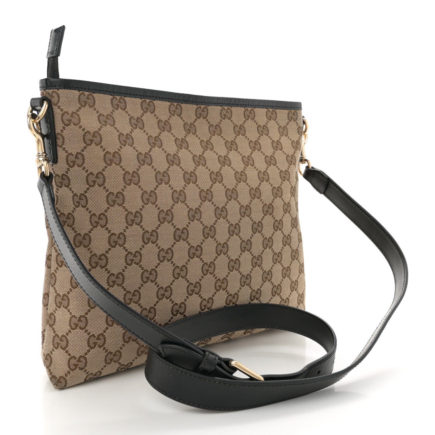 GG Monogram Web Flat Messenger Bag Black