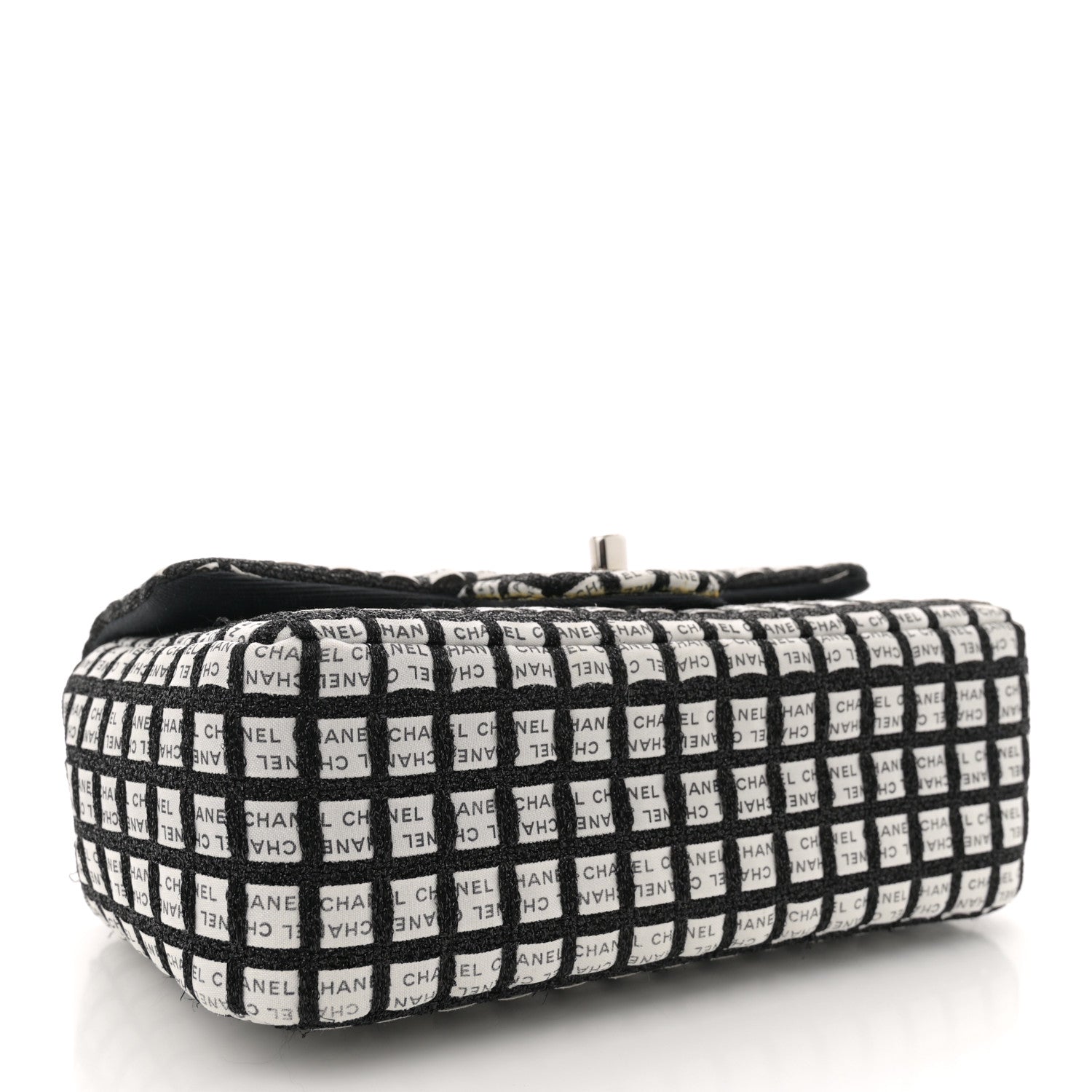 Ribbon Tweed Mini Rectangular Flap Black Ivory