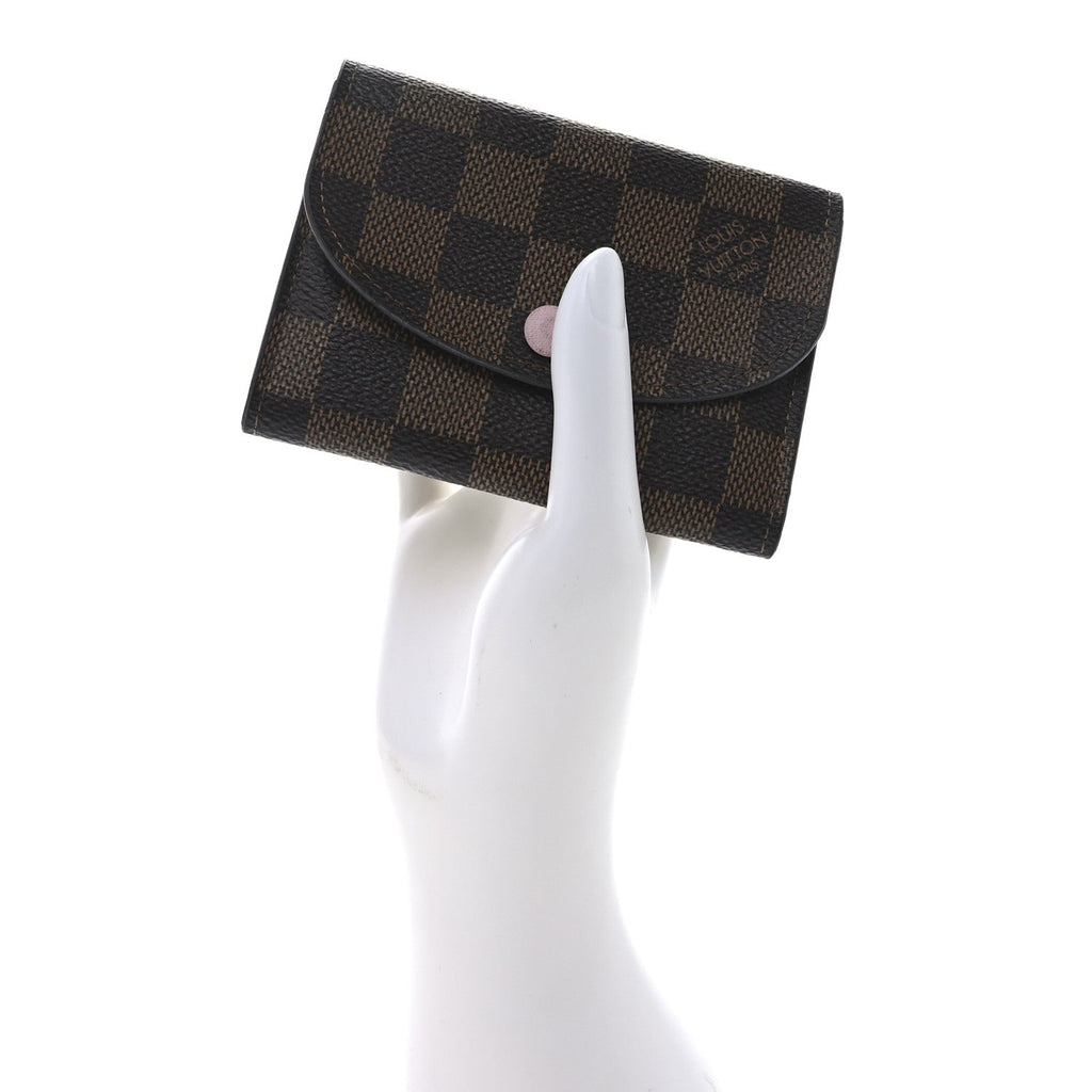 Damier Ebene Rosalie Coin Purse Rose Ballerine