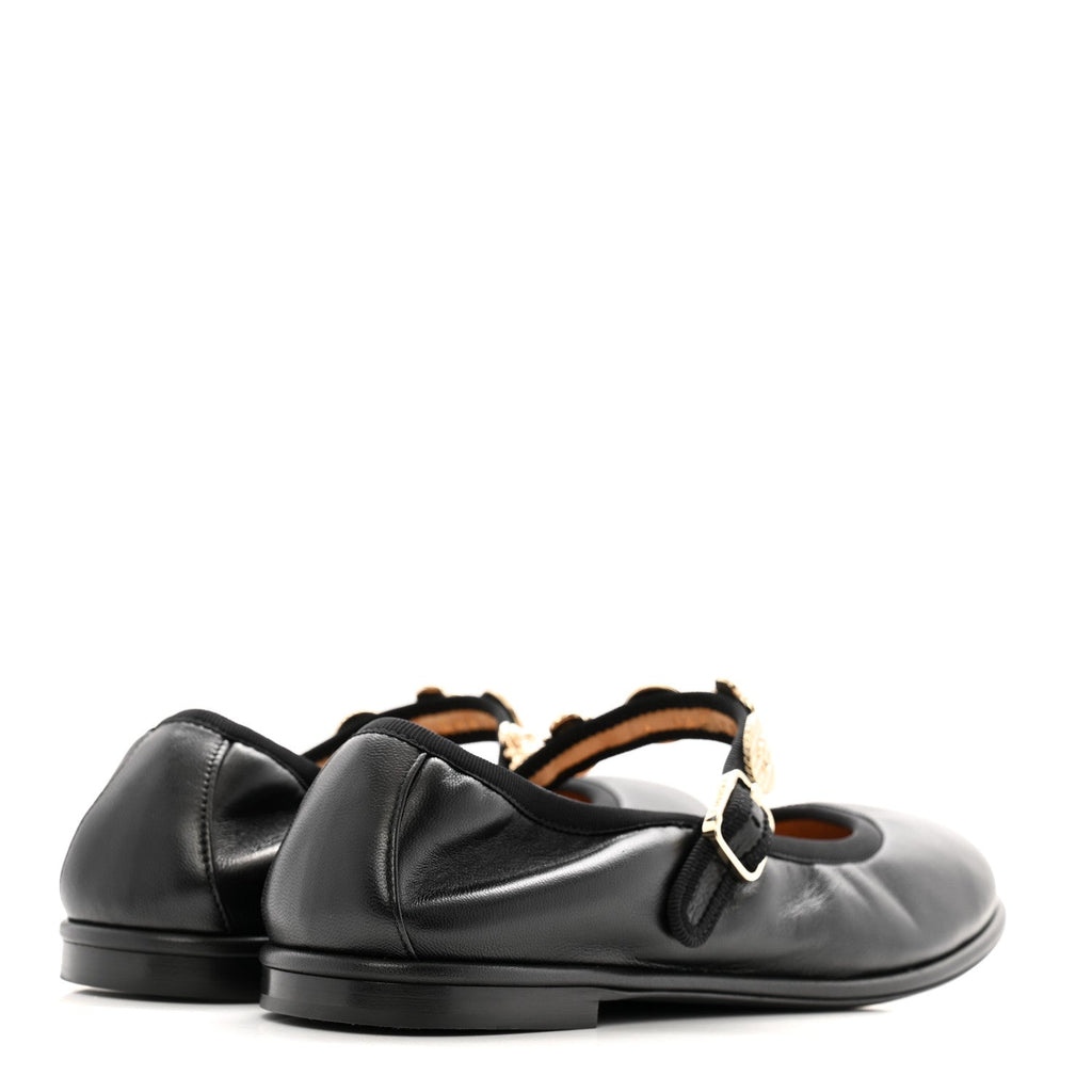 Lambskin Charm Mary Jane Flats 39 Black