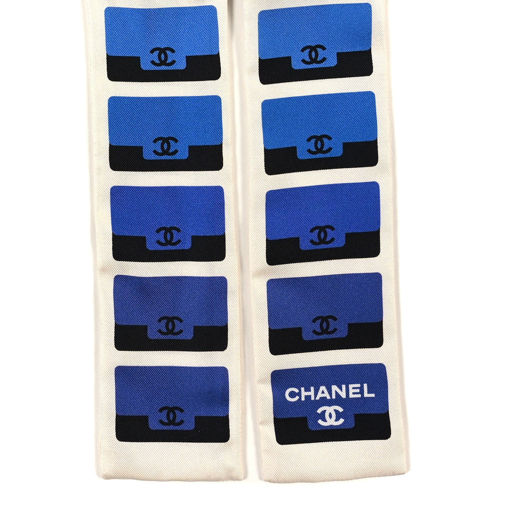 Silk CC Slim Bandeau Scarf Blue White Pink