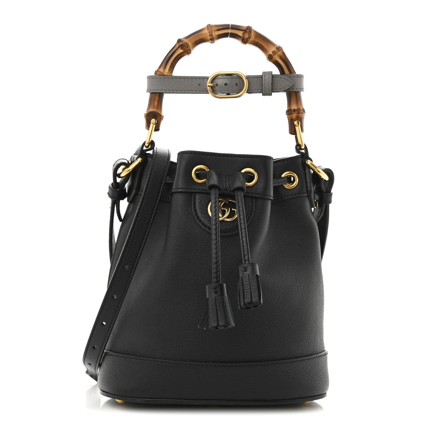 Softy Wonka Textured Dollar Calfskin Mini Diana Bucket Bag Black