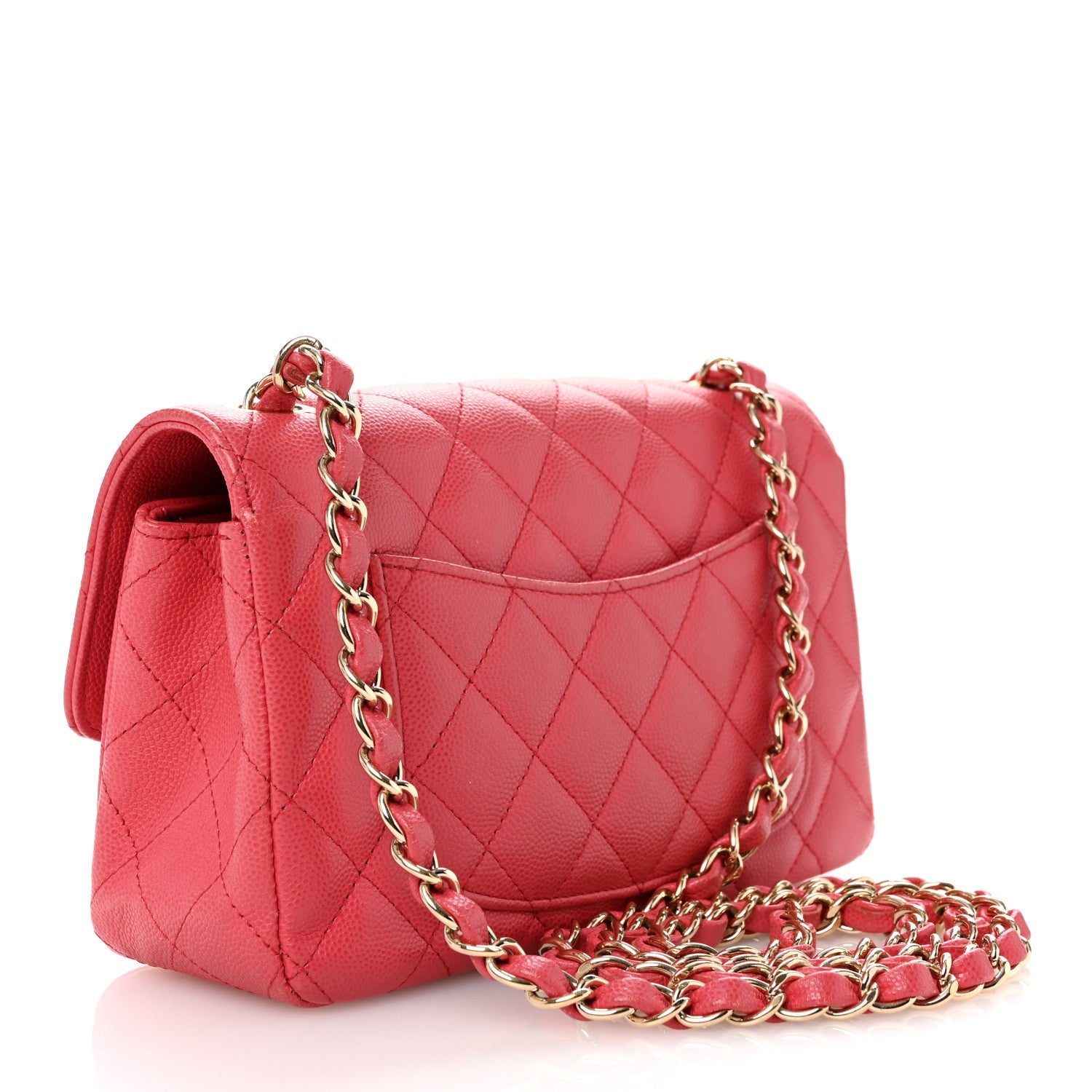 Caviar Quilted Mini Rectangular Flap Dark Pink