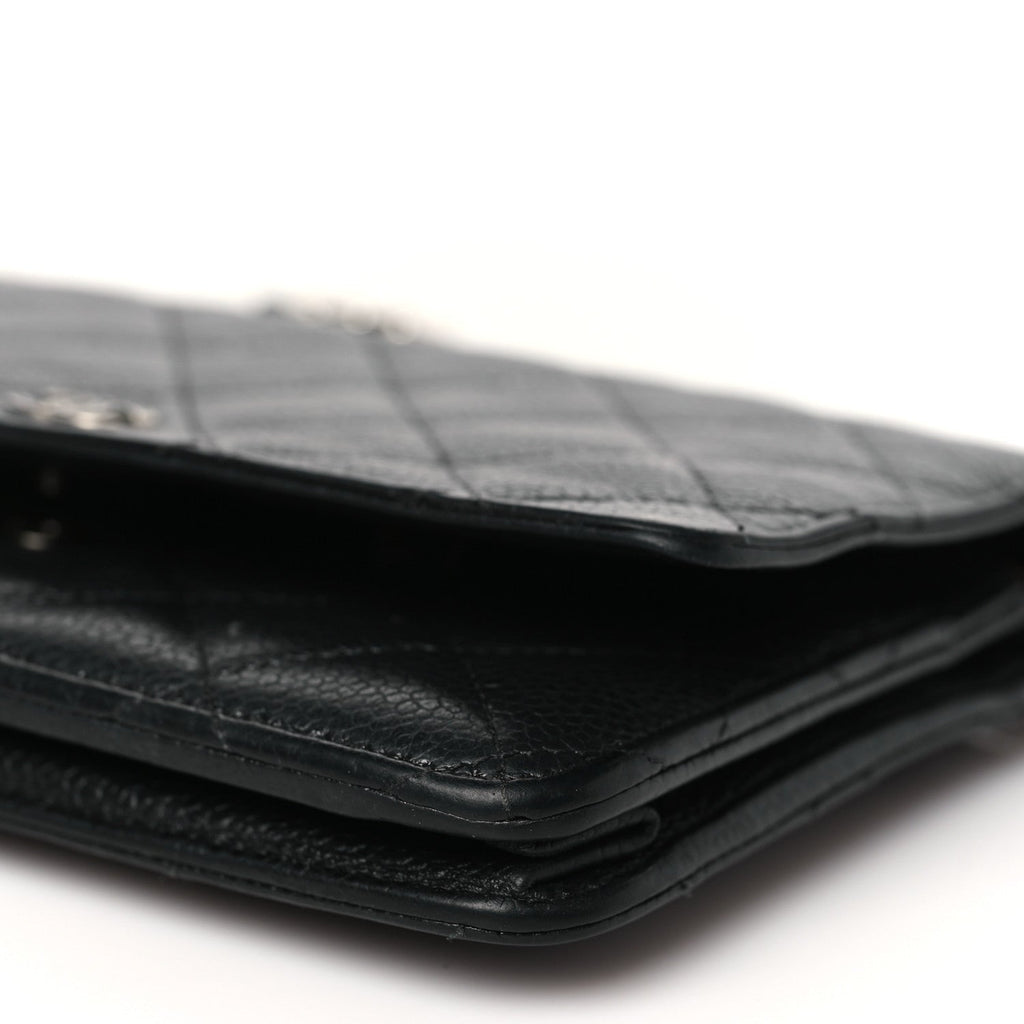 Caviar Quilted Wallet on Chain WOC Black