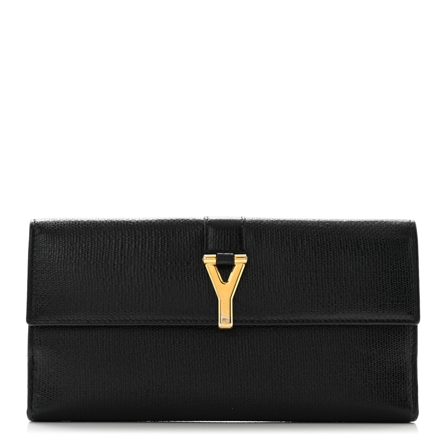 Textured Calfskin Y Ligne Clutch Black