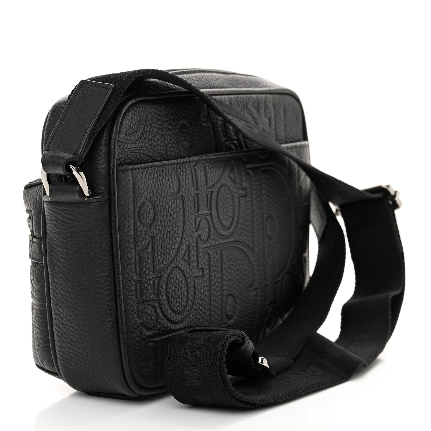 Grained Calfskin Embossed Dior Gravity Rider Zipped 2.0 Messenger Black