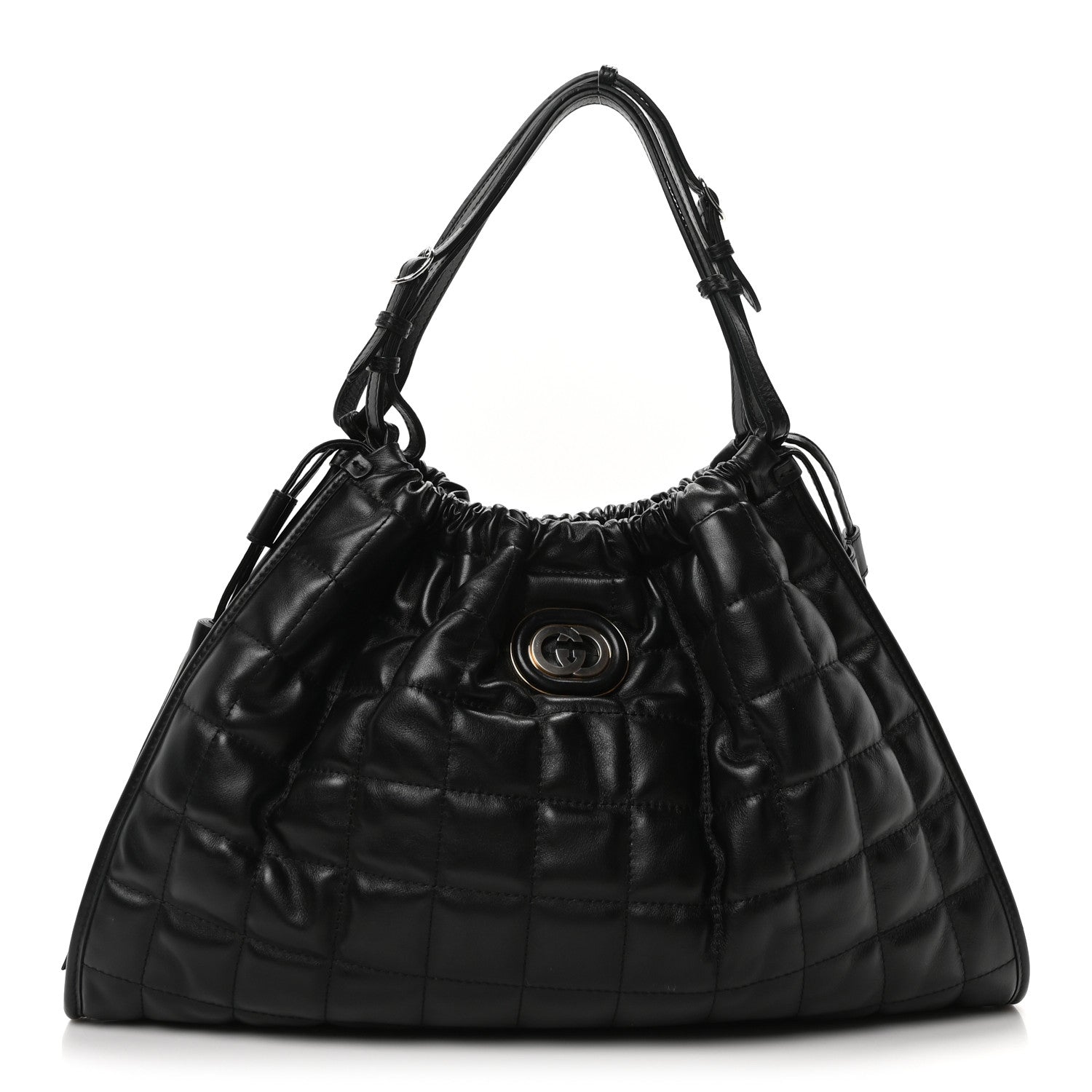 Calfskin Quilted Medium Deco Tote Bag Black