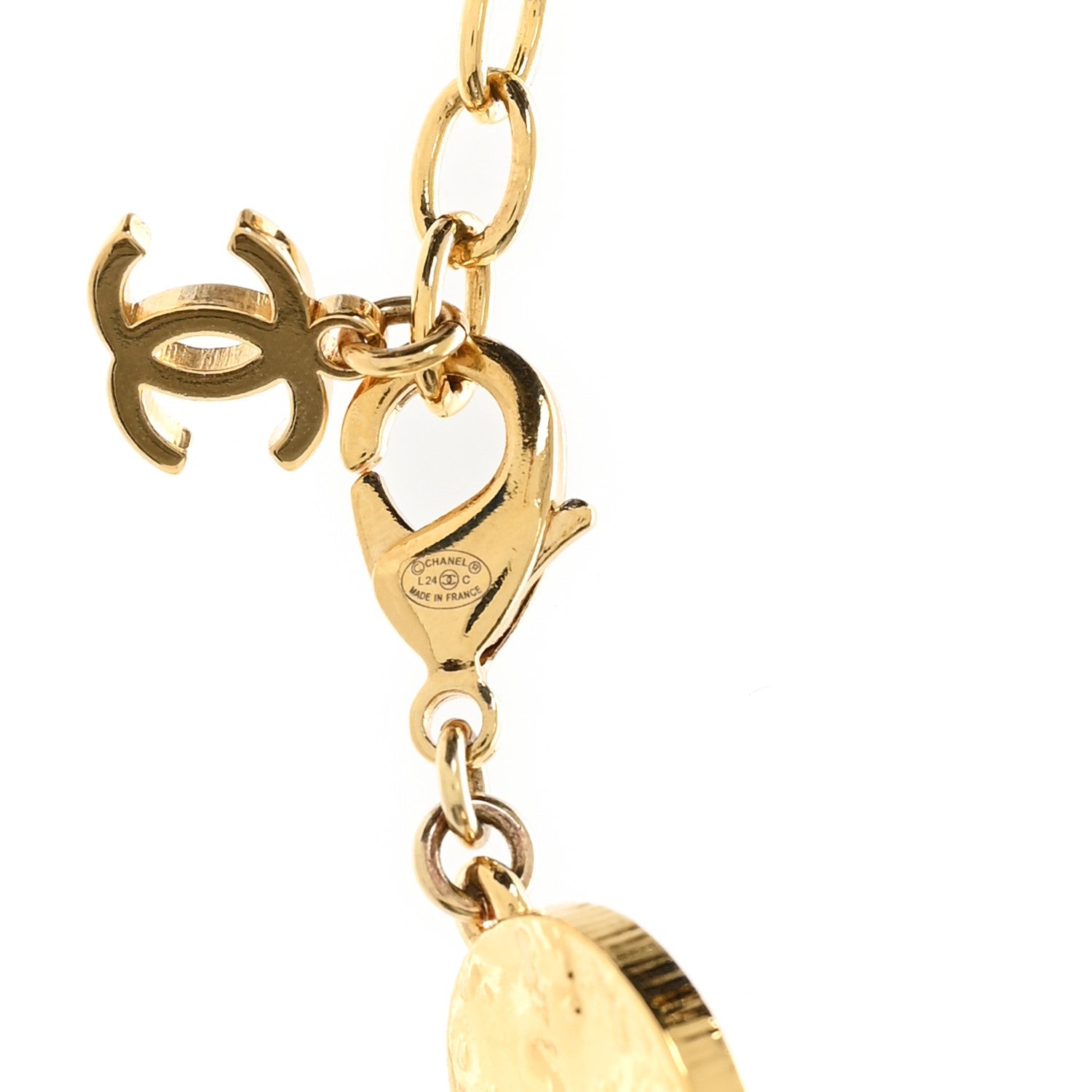 Metal Disc CC Necklace Gold Black