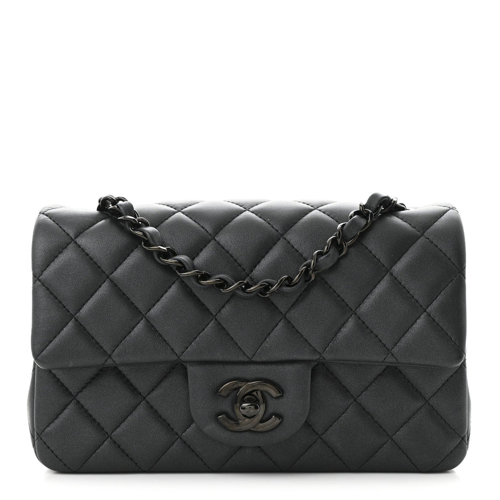 Lambskin Quilted Mini Rectangular Flap So Black