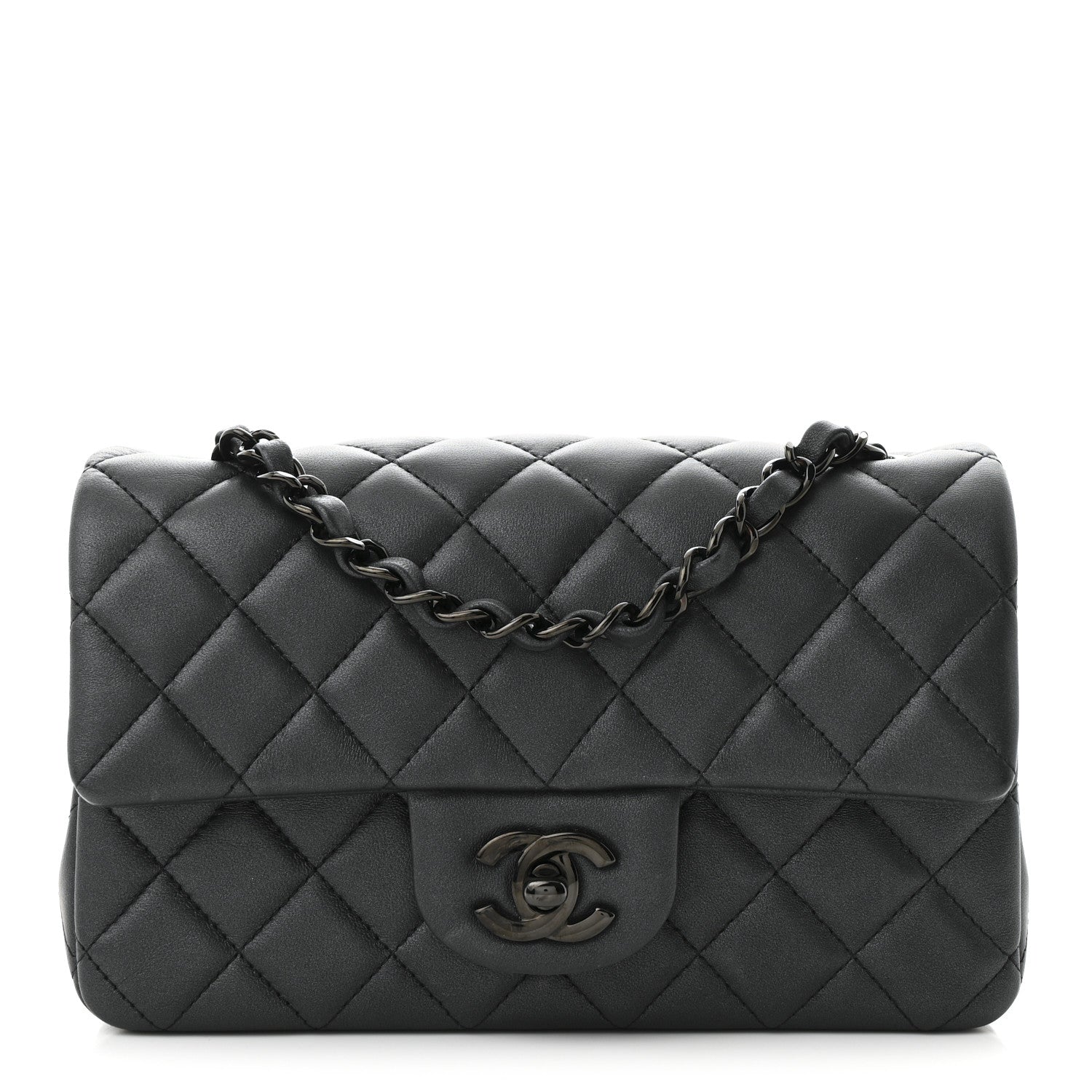 Lambskin Quilted Mini Rectangular Flap So Black