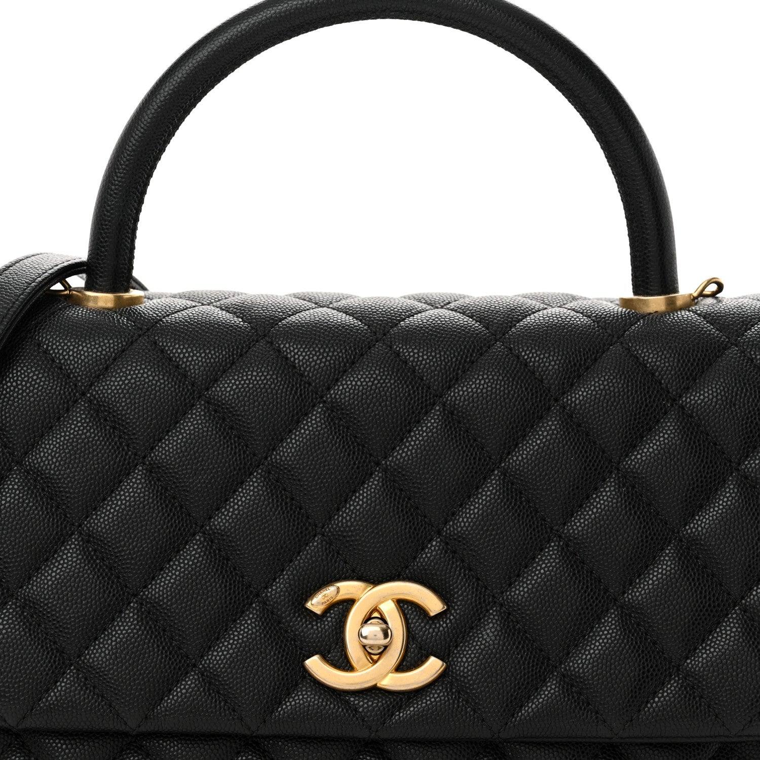 Caviar Quilted Small Coco Handle Flap Black