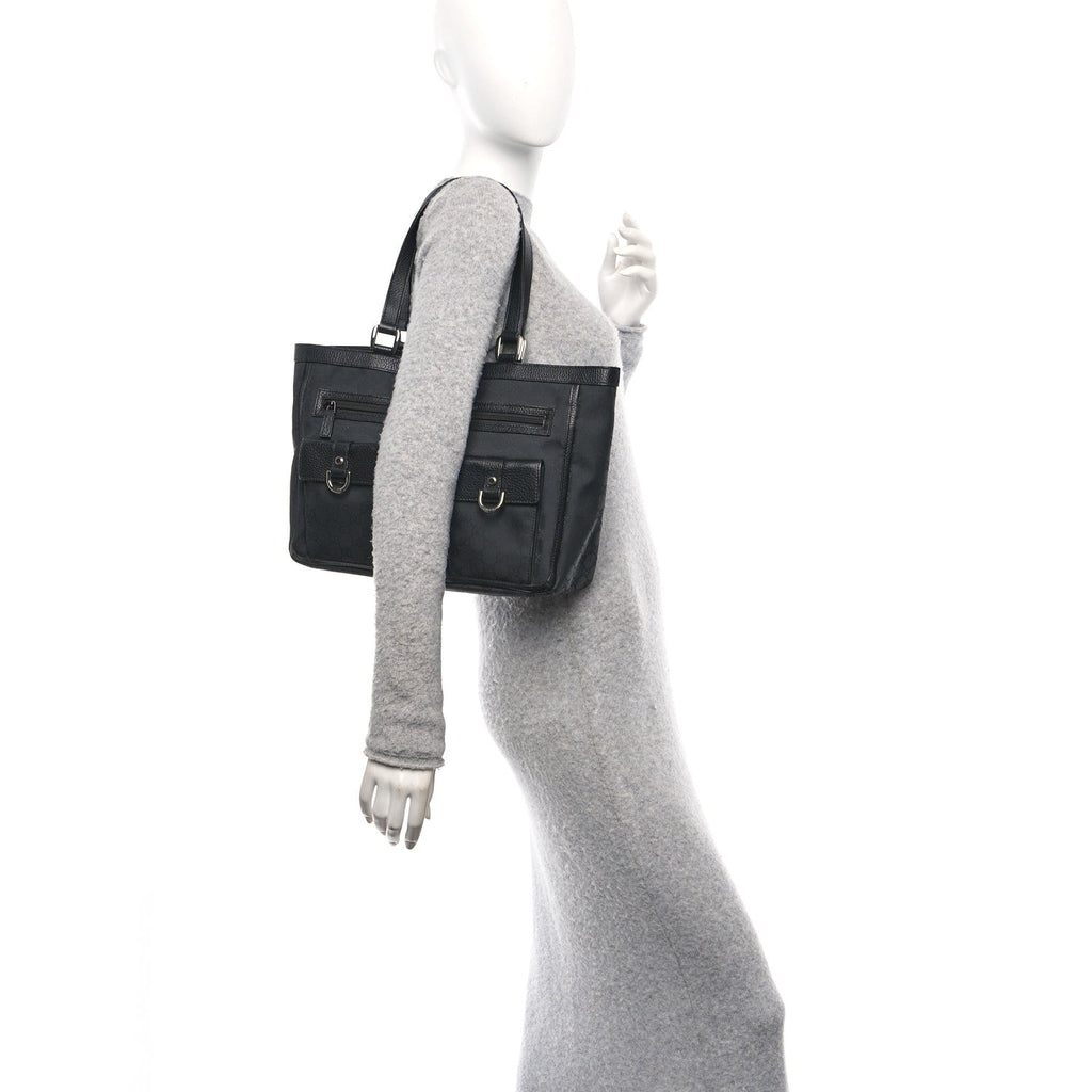 Nylon Monogram Abbey D Ring Tote Black
