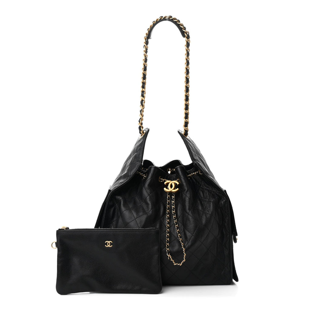 Caviar Quilted Medium Chanel 25 Handbag Black