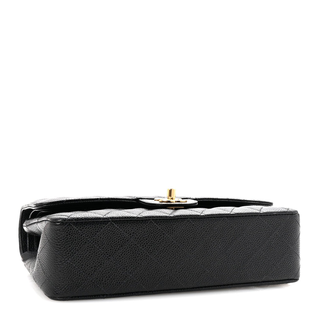 Caviar Quilted Medium Double Flap Black