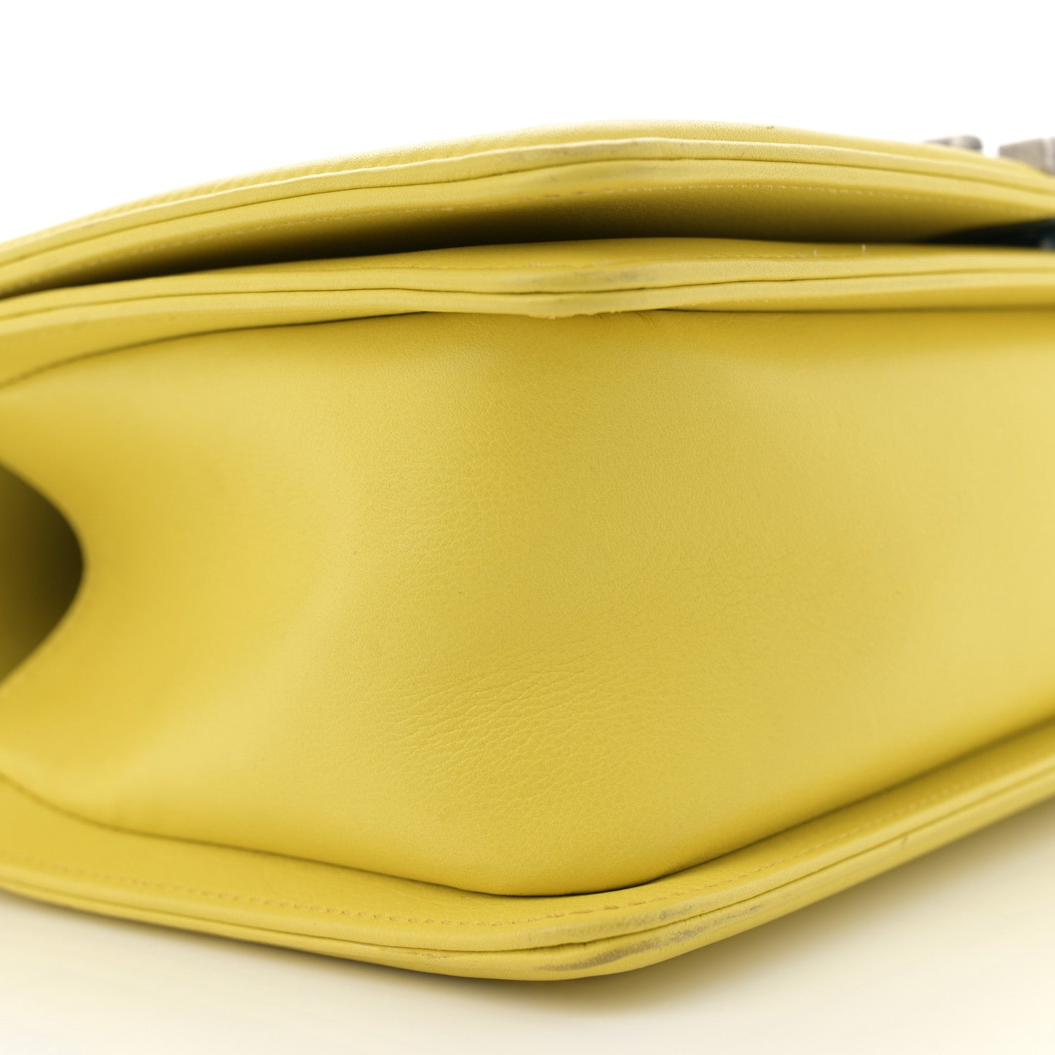 Calfskin Chevron Quilted Medium Boy Flap Yellow