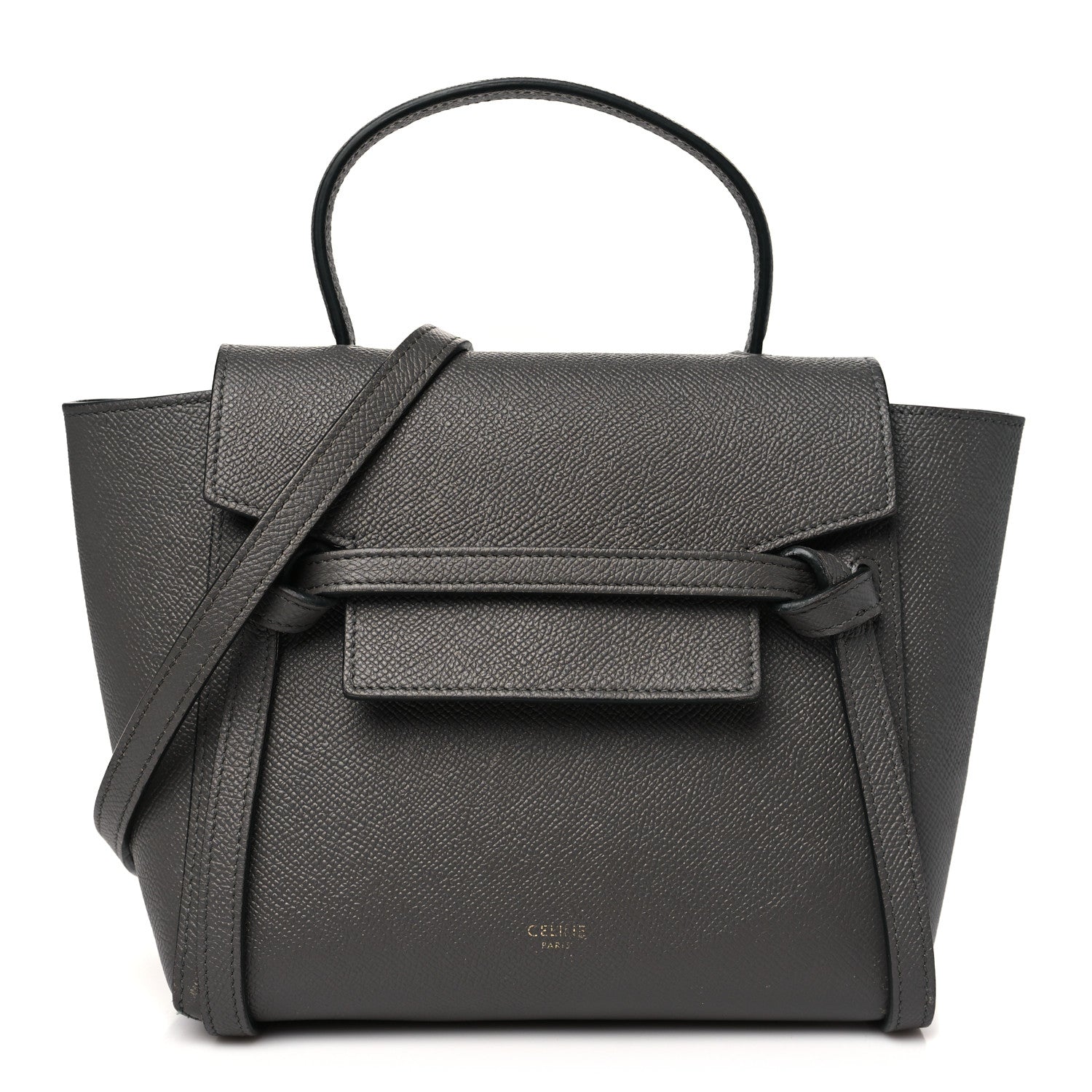 Grained Calfskin Nano Belt Bag Grey