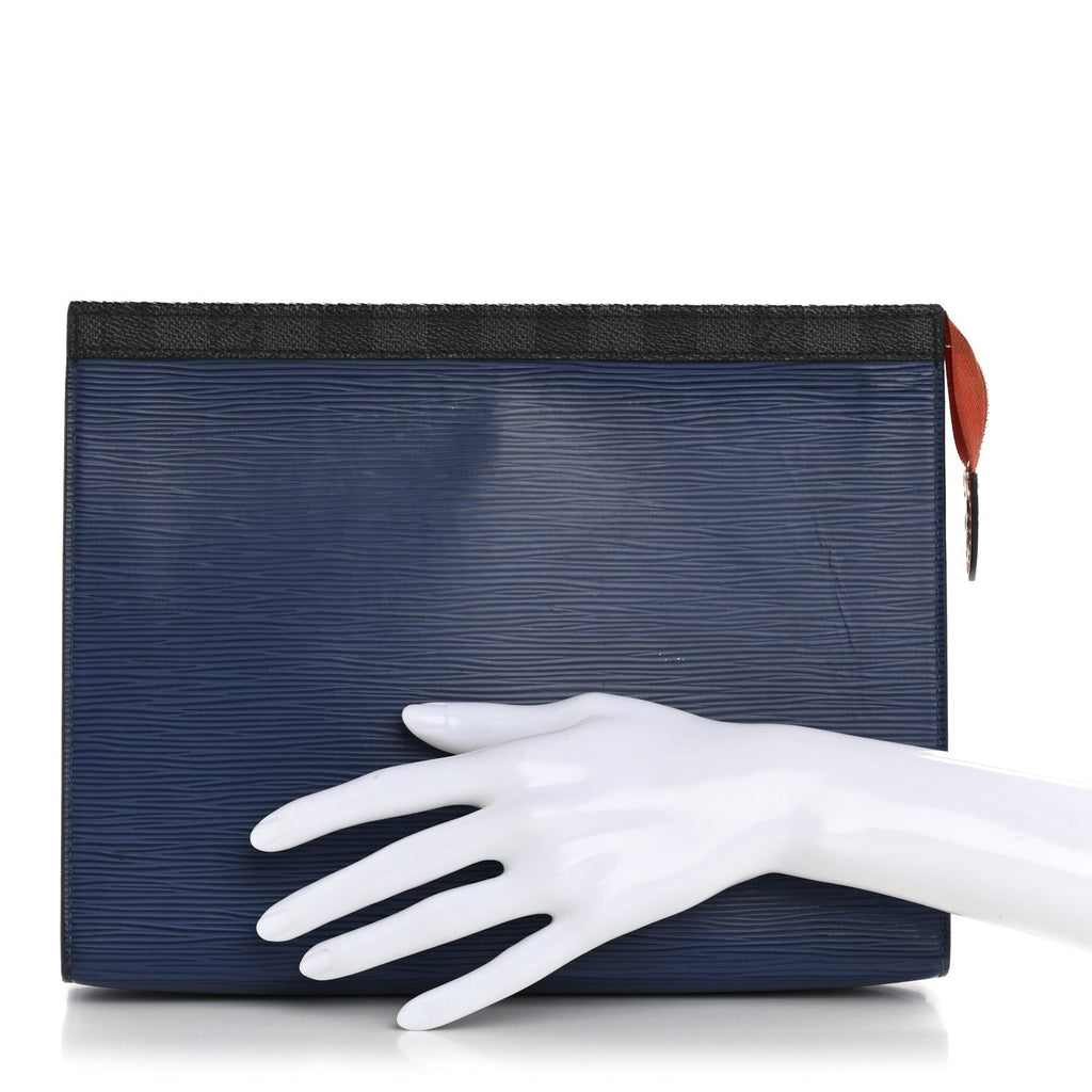 Epi Damier Graphite Pochette Voyage MM  Blue Grey