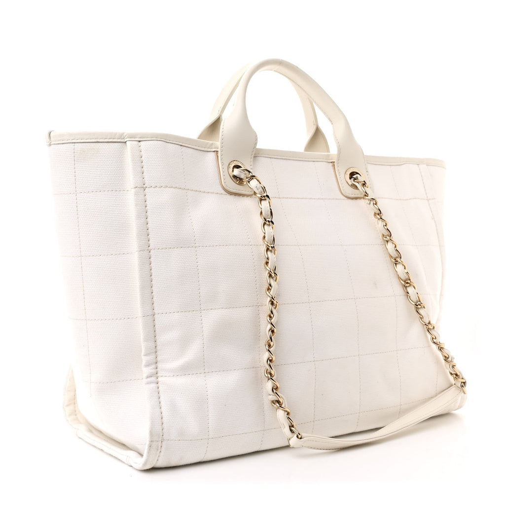 Cotton Medium Deauville Tote White