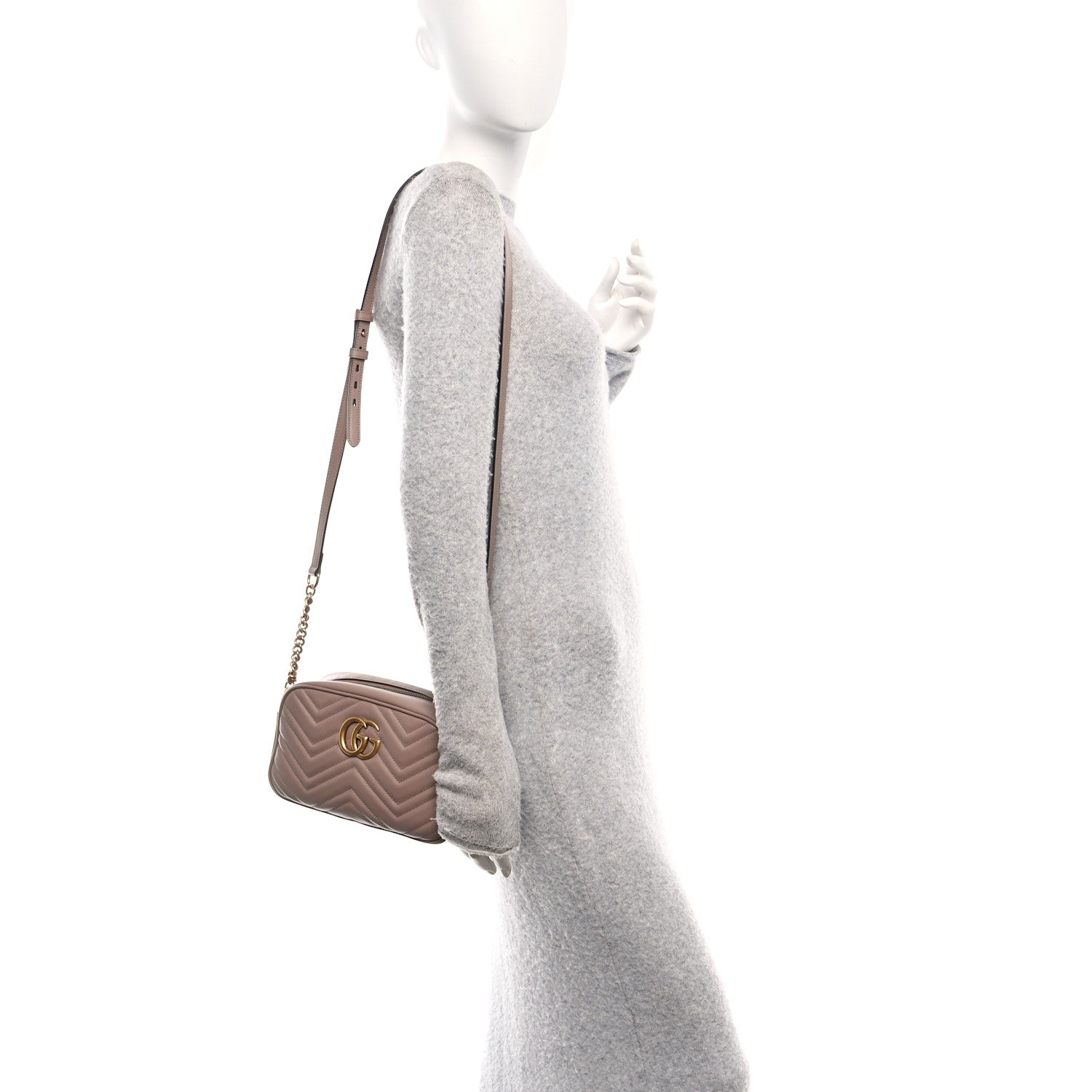 Calfskin Matelasse Small GG Marmont Chain Shoulder Bag Porcelain Rose
