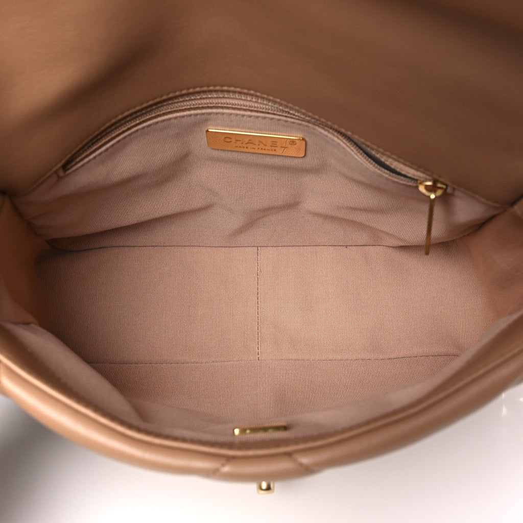 Lambskin Quilted Medium Chanel 19 Flap Brown