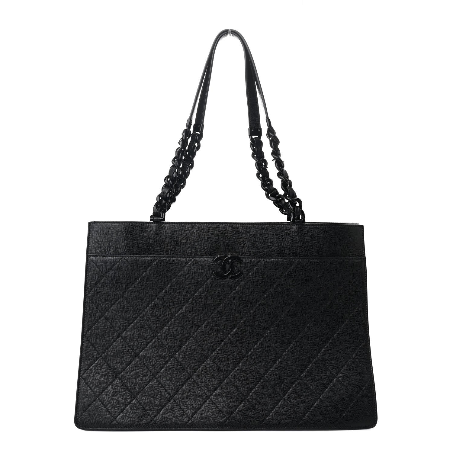 Caviar Quilted My Everything Large Shopping Tote Black