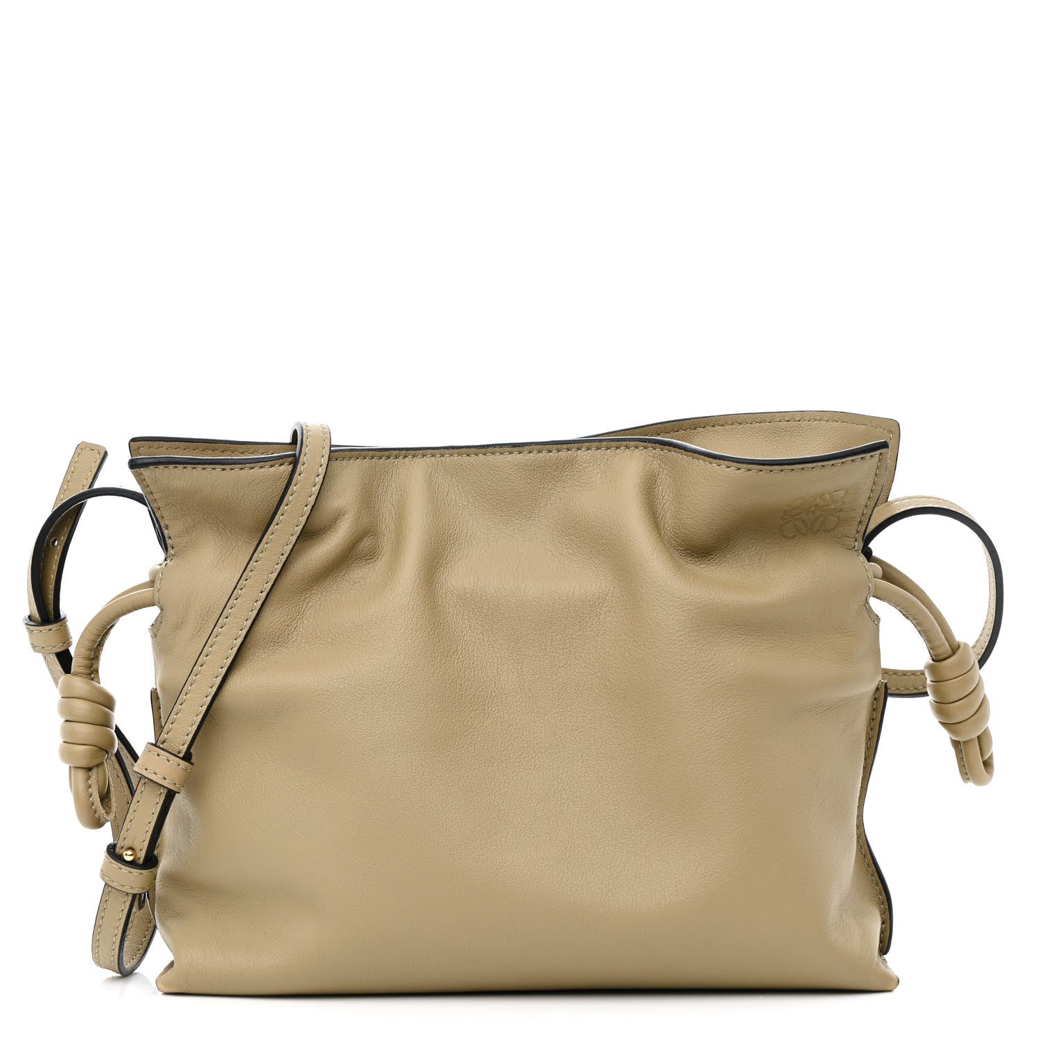 Calfskin Mini Flamenco Knot Clutch Clay Green