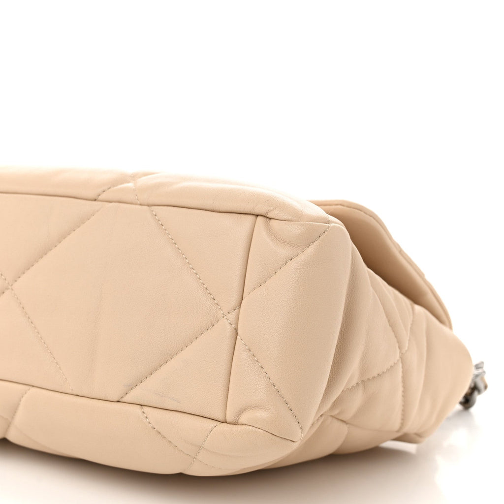 Lambskin Quilted Large Chanel 19 Flap Beige