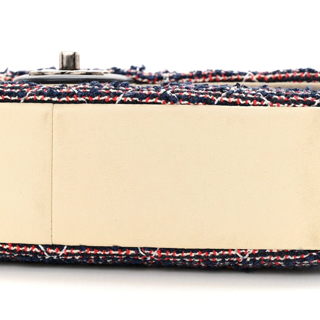 Tweed Quilted Medium Single Flap Blue Multicolor