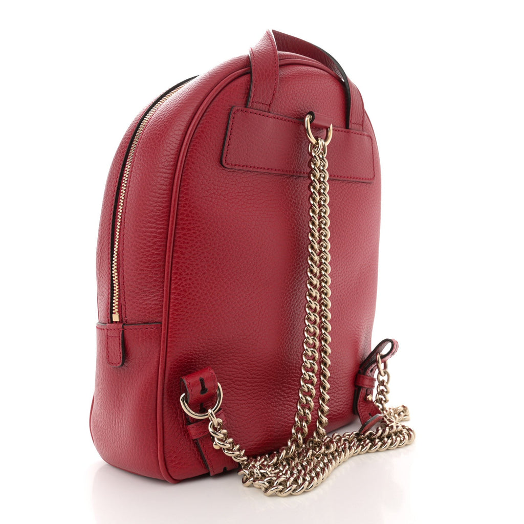 Pebbled Calfskin Soho Chain Backpack Hibiscus Red